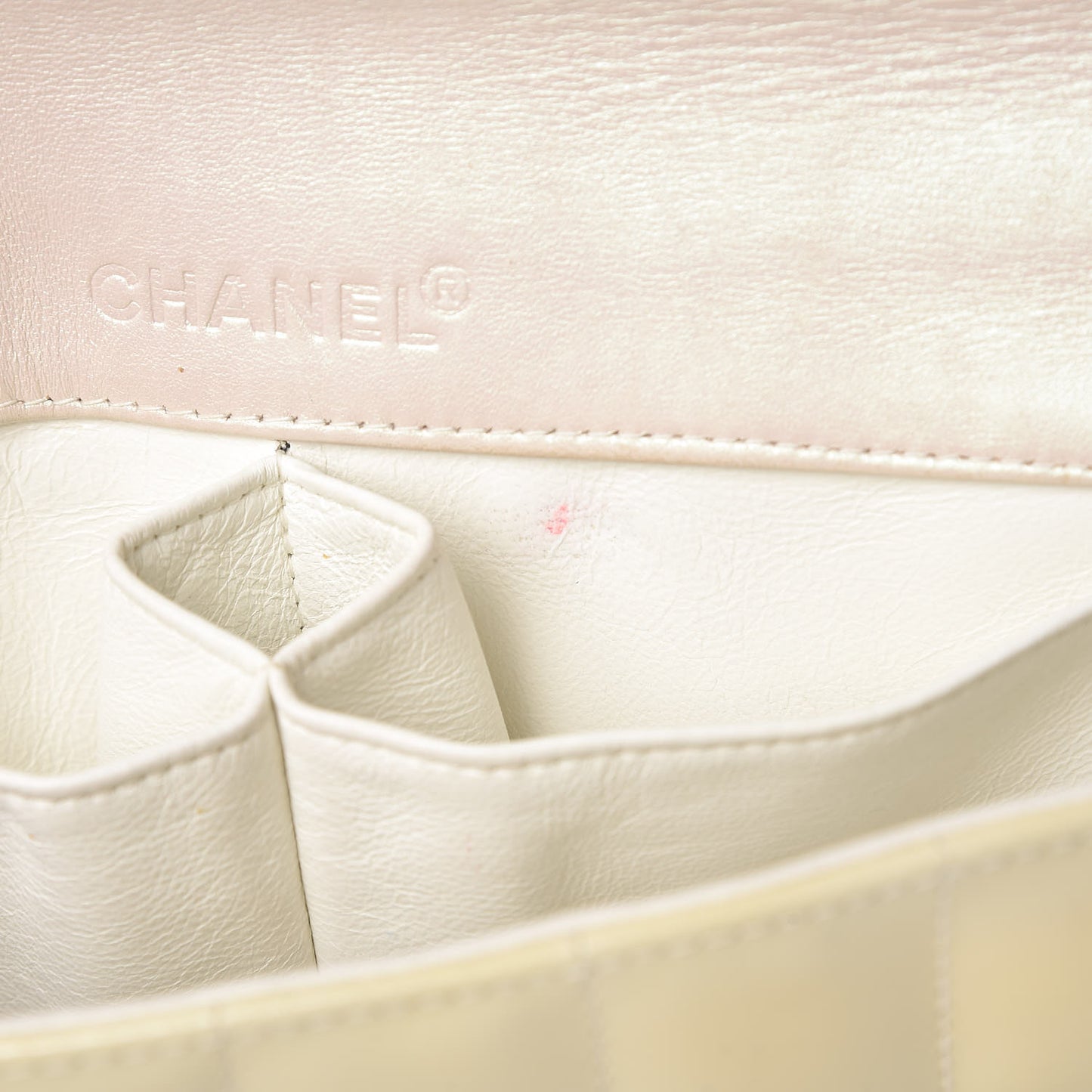 Patent Quilted East West Chocolate Bar Flap White