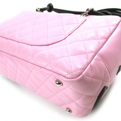 Chanel Calfskin Quilted Large Cambon Bowler Pink Black 5 of 12