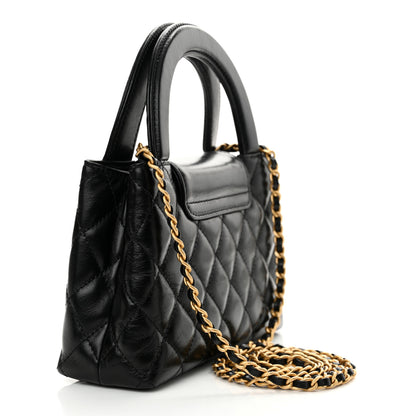 Chanel Shiny Aged Calfskin Quilted Nano Kelly Shopper Black 3 of 13