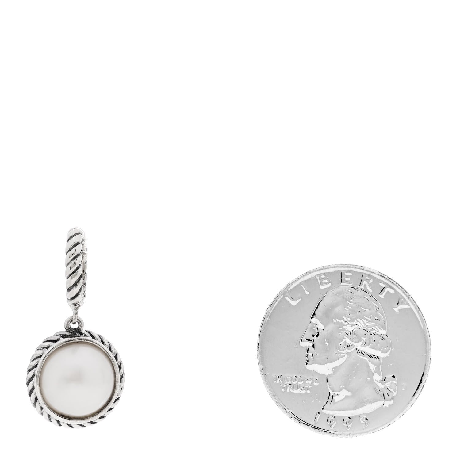 David Yurman Sterling Silver Pearl Cable Enhancer Pendant 2 of 4