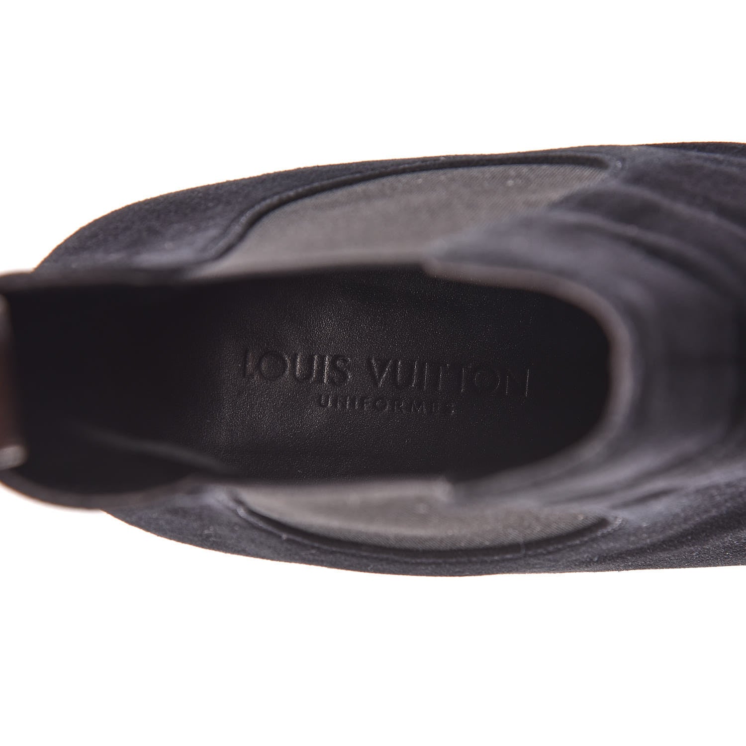 Louis Vuitton Suede Monogram Uniformes Cap Toe Chelsea 80mm Ankle Boots 39 Black 8 of 10