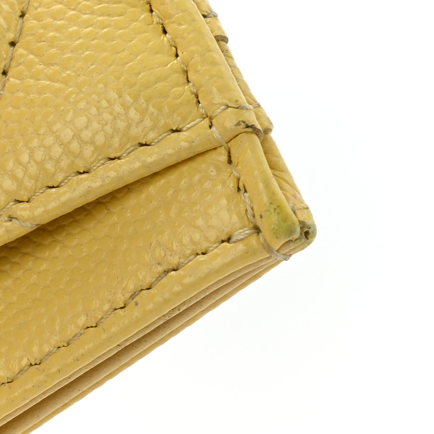 Caviar Quilted Card Holder Yellow