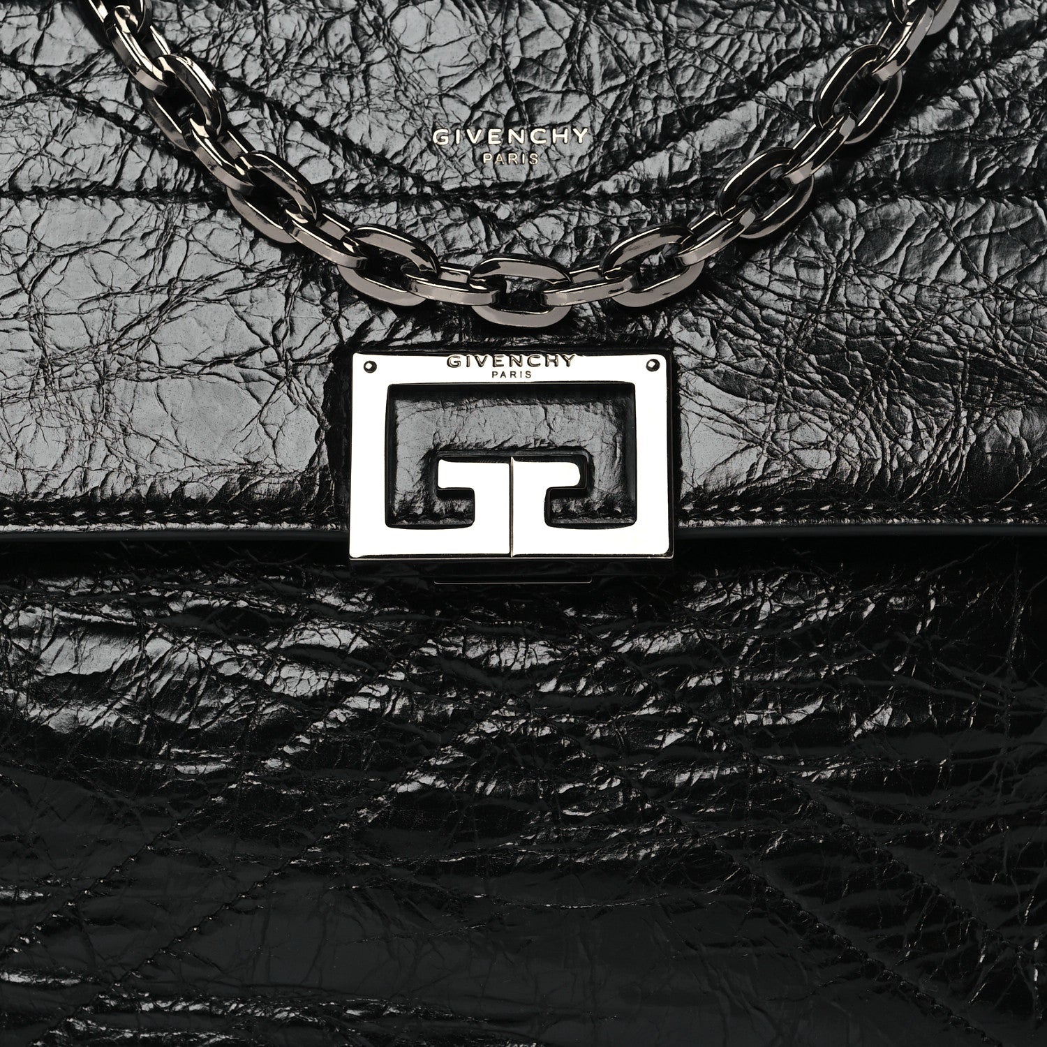 Givenchy Creased Patent Calfskin Medium ID Flap Black 7 of 9