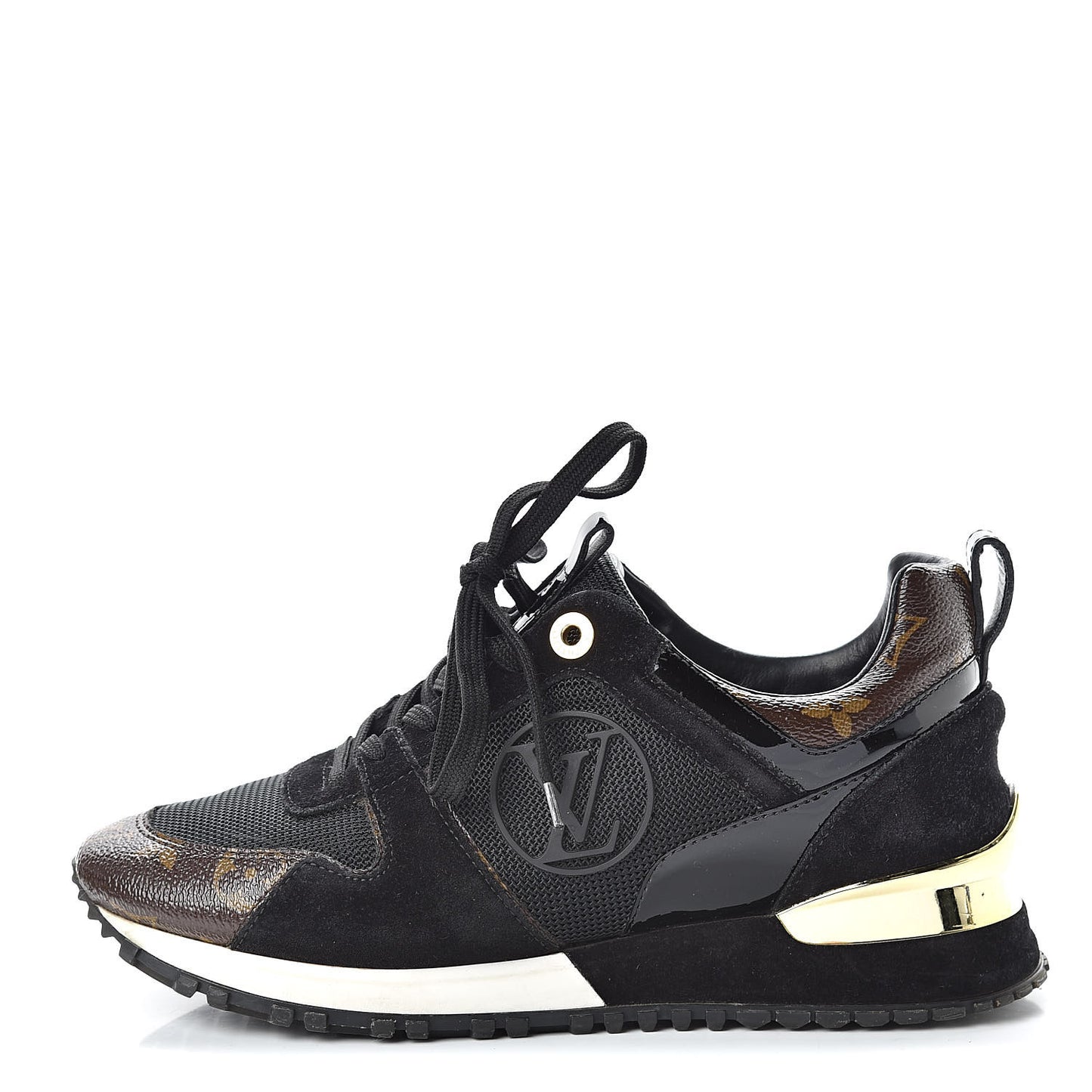 Suede Monogram Run Away Sneakers 36 Black