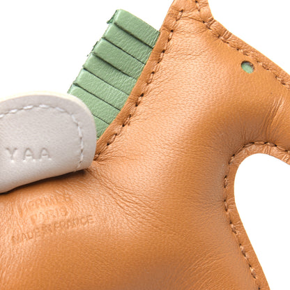 Hermes Milo Lambskin Grigri Rodeo Horse Bag Charm PM Sesame Vert Criquet Craie 3 of 5