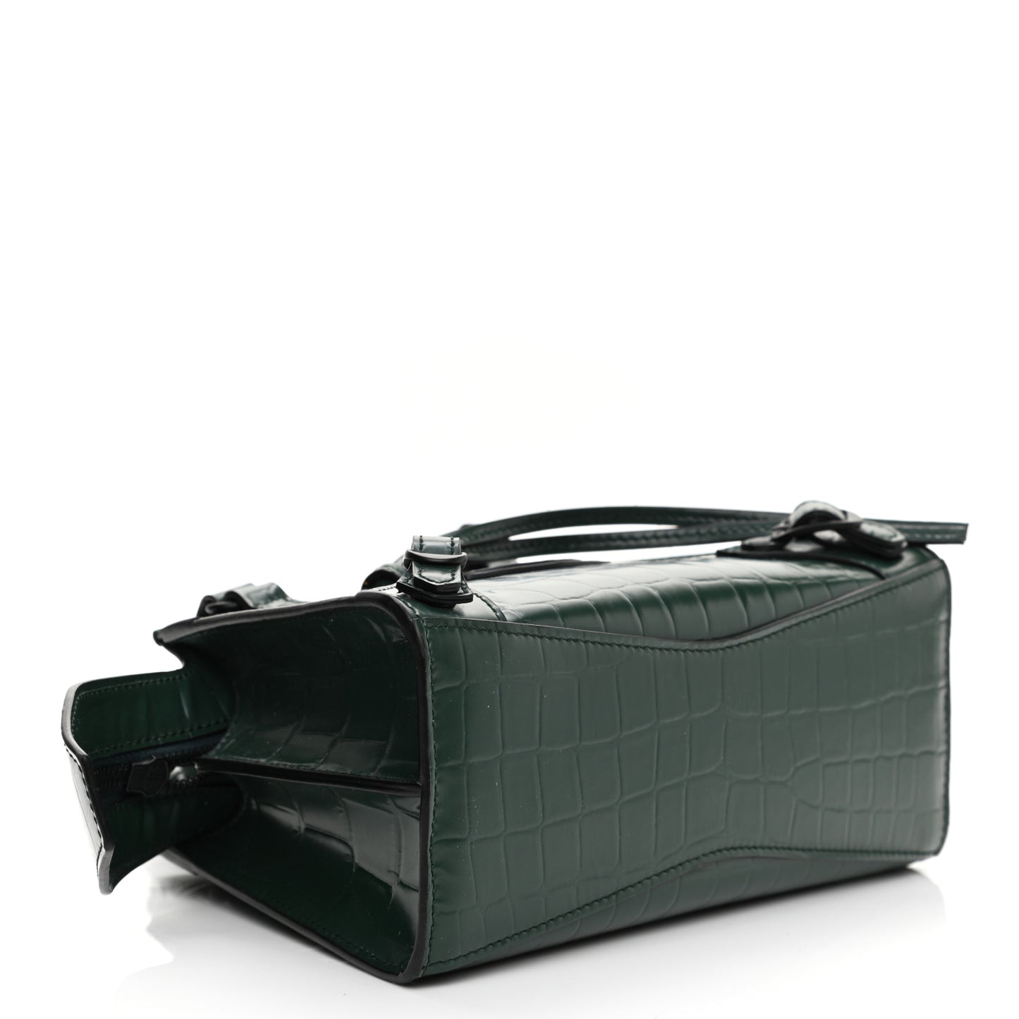 Semi Shiny Calfskin Crocodile Embossed Neo Classic Black Hardware Mini City Forest Green