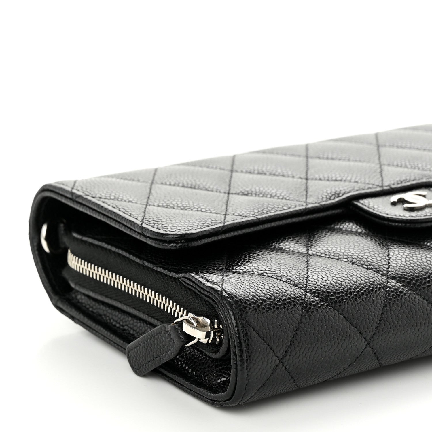 Chanel Caviar Quilted Phone Holder Wallet on Removable Chain Black 10 of 12