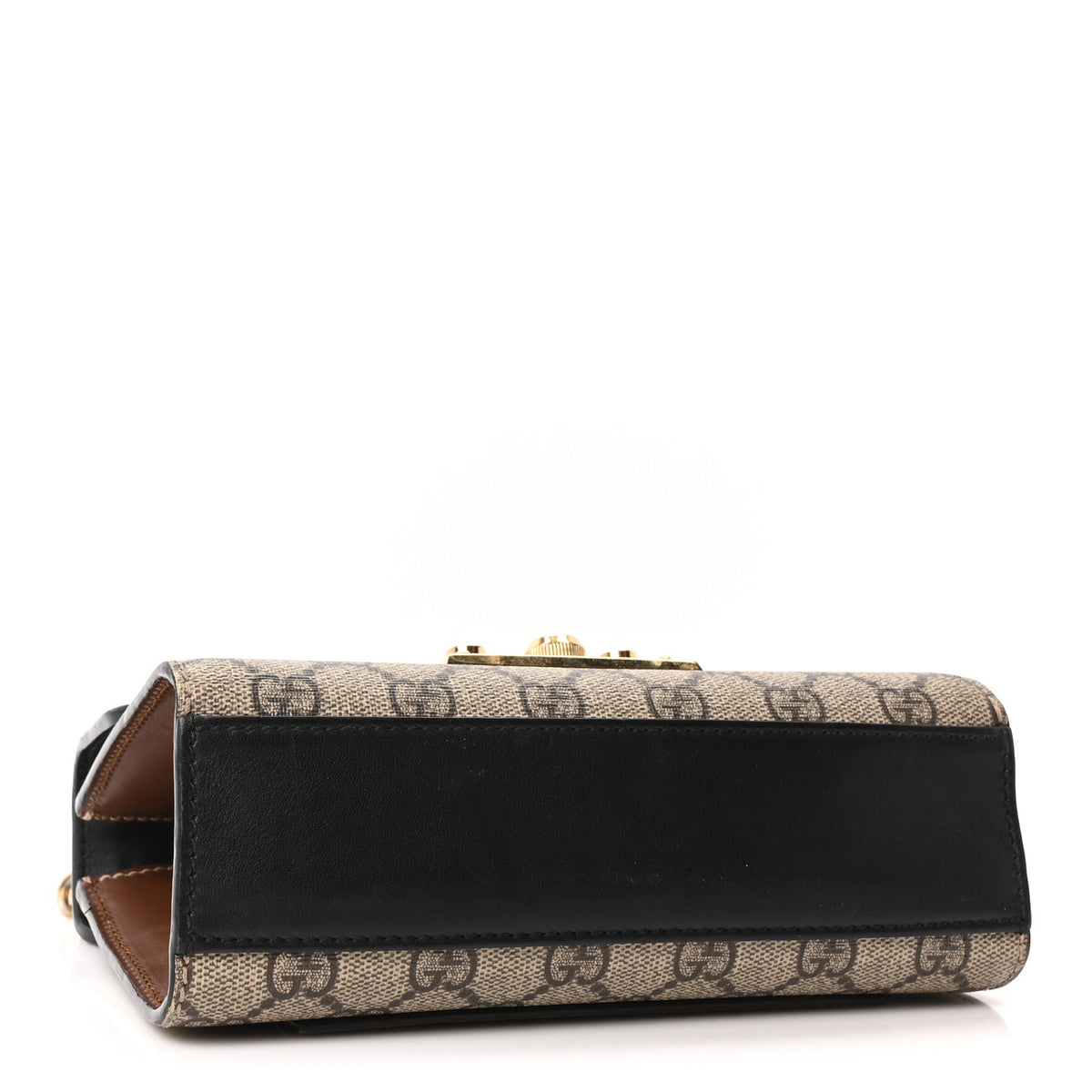 Gucci GG Supreme Monogram Calfskin Small Padlock Shoulder Bag Beige Black Cuir 4 of 10