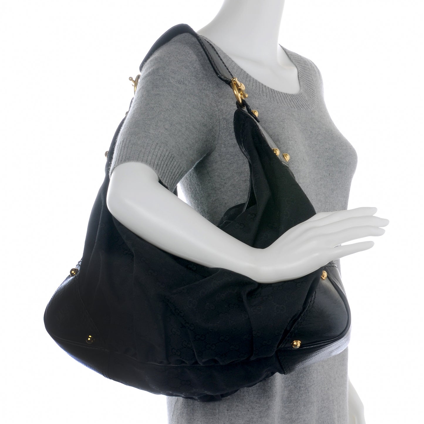 Monogram Large Jockey Hobo Black