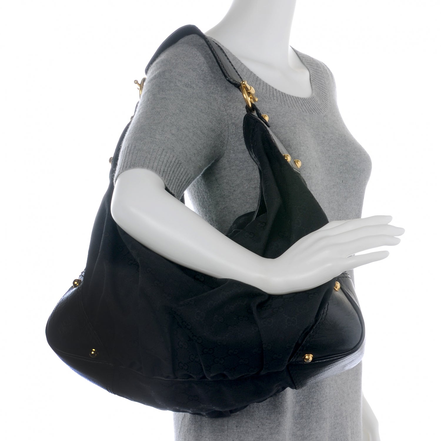 Gucci Monogram Large Jockey Hobo Black 8 of 11