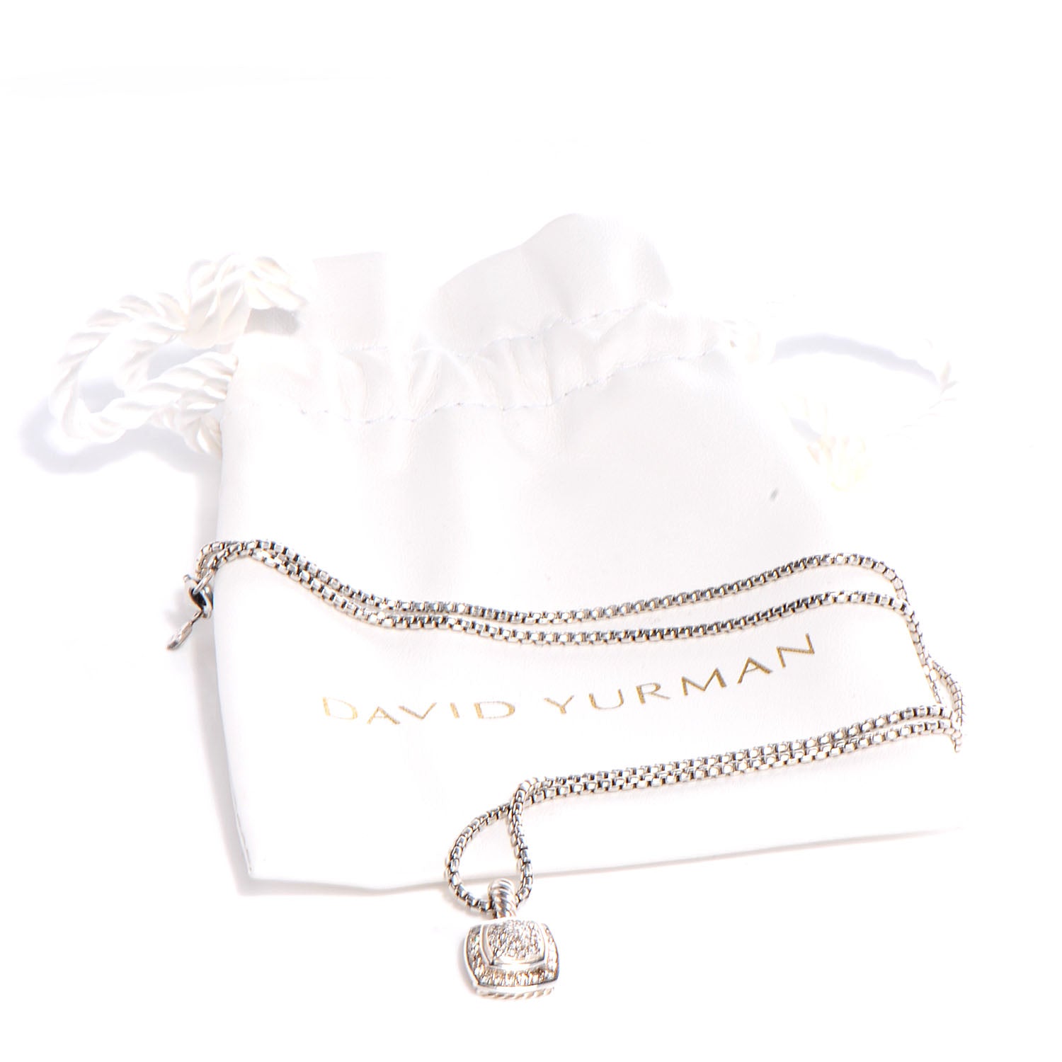 David Yurman Sterling Silver Diamond Pave 7mm Petite Albion Pendant Necklace 5 of 5