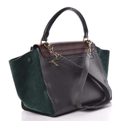 Celine Smooth Calfskin Suede Medium Tri-Color Trapeze Green Burgundy 3 of 15
