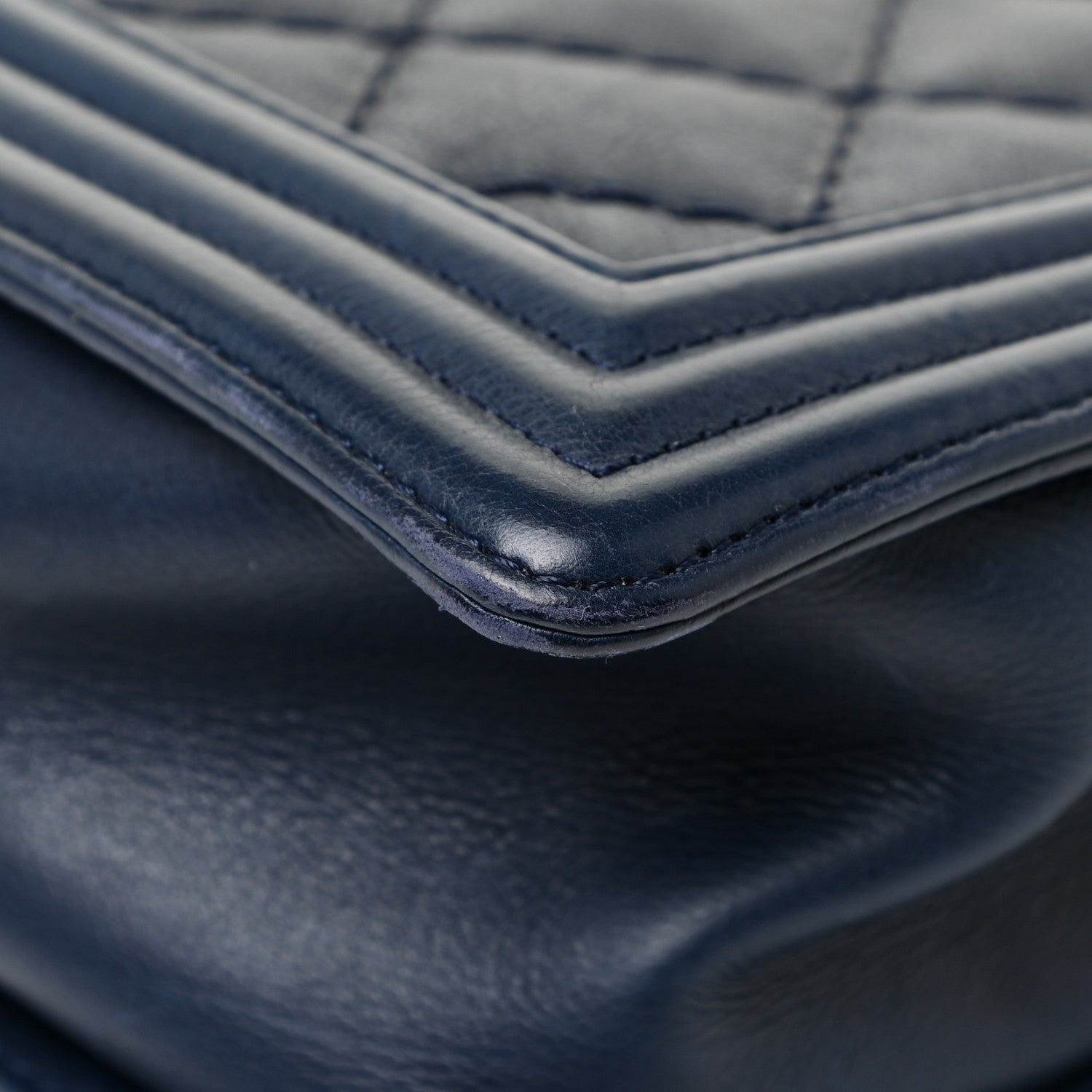 Chanel Calfskin Double Stitch Large Boy Flap Navy Blue 14 of 19