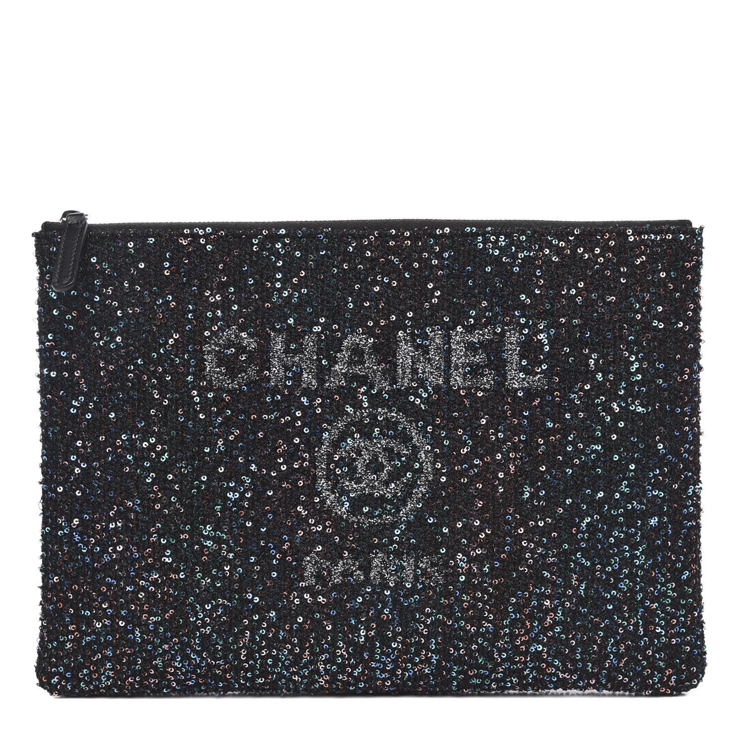 Canvas Sequin Medium Deauville Cosmetic Pouch Black