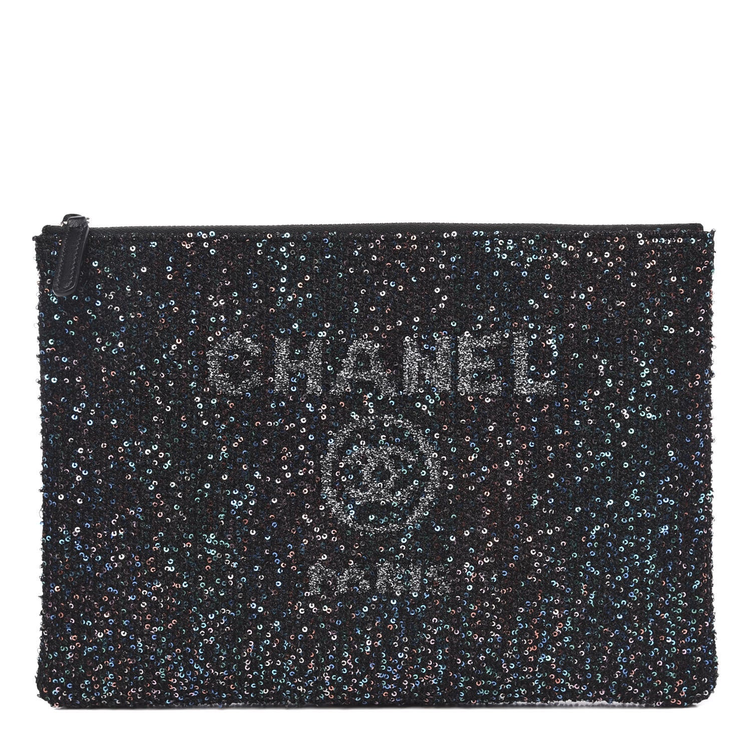 Chanel Canvas Sequin Medium Deauville Cosmetic Pouch Black 1 of 13