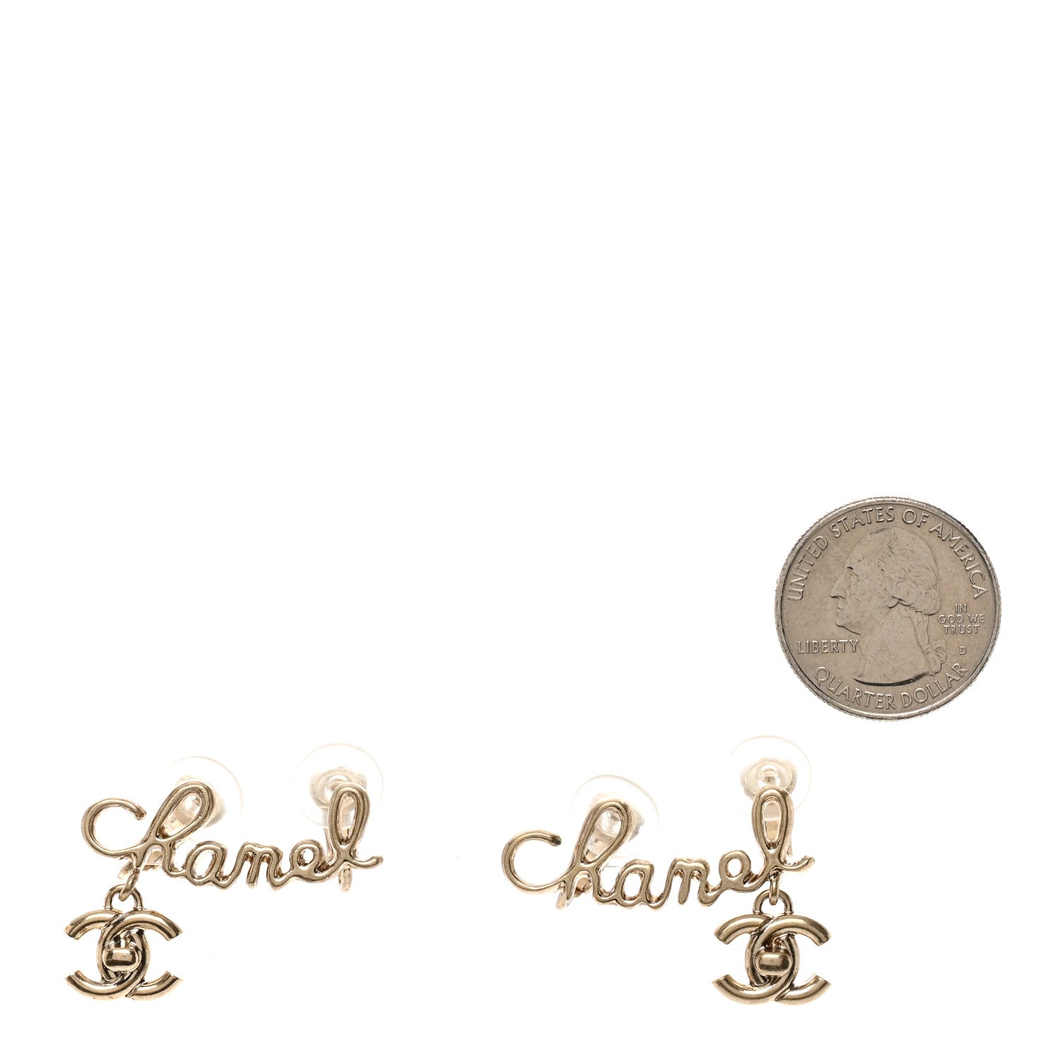Chanel Metal Logo CC Turnlock Clip On Earrings Gold 2 of 5