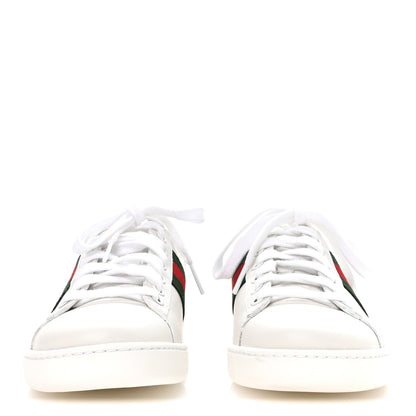 Gucci Calfskin Ayers Bee Embroidered Womens Ace Sneakers 36 White Green 3 of 9