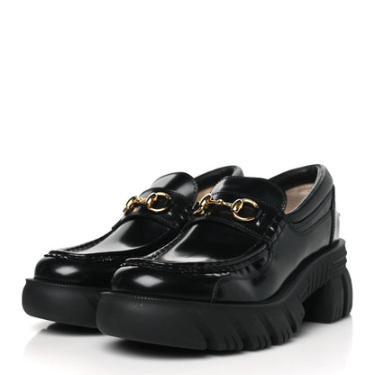 Gucci Magnum Calfskin Nappa Samoa Womens Horsebit Platform Chunky Lug Sole 40mm Loafers 39 Black 3 of 8