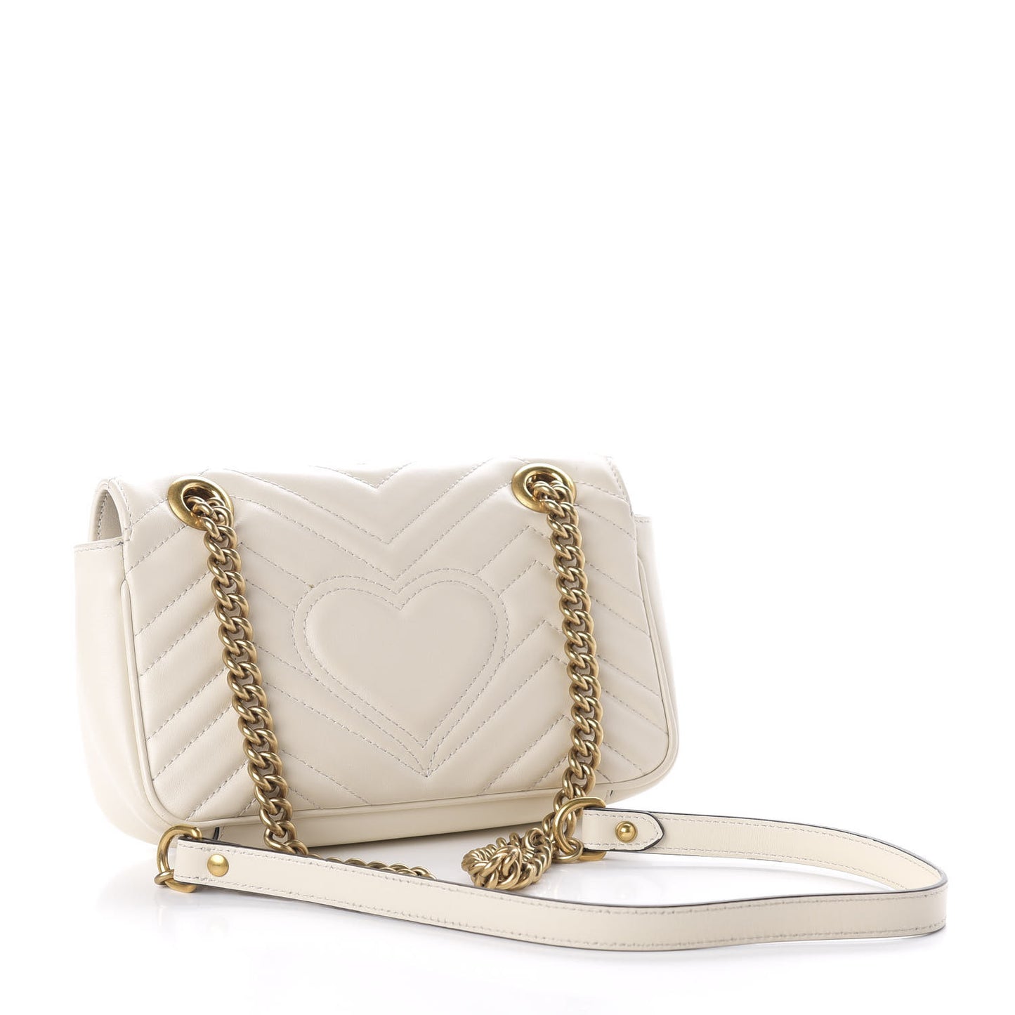 Calfskin Matelasse Mini GG Marmont Shoulder Bag White