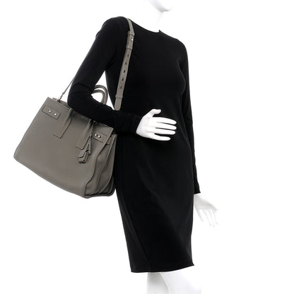 Saint Laurent Grained Calfskin Medium Supple Sac De Jour Kaki Militaire 2 of 9