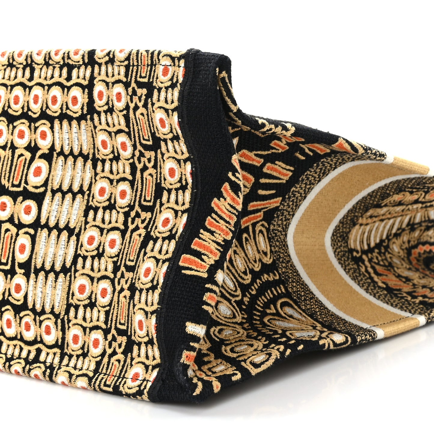 Canvas Embroidered Dior Animals Giraffe Book Tote Yellow Multicolor