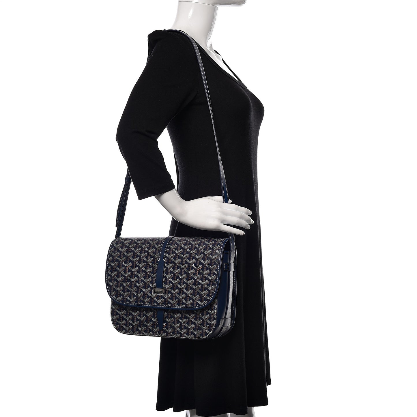 Goyardine Belvedere II MM Messenger Bag Navy