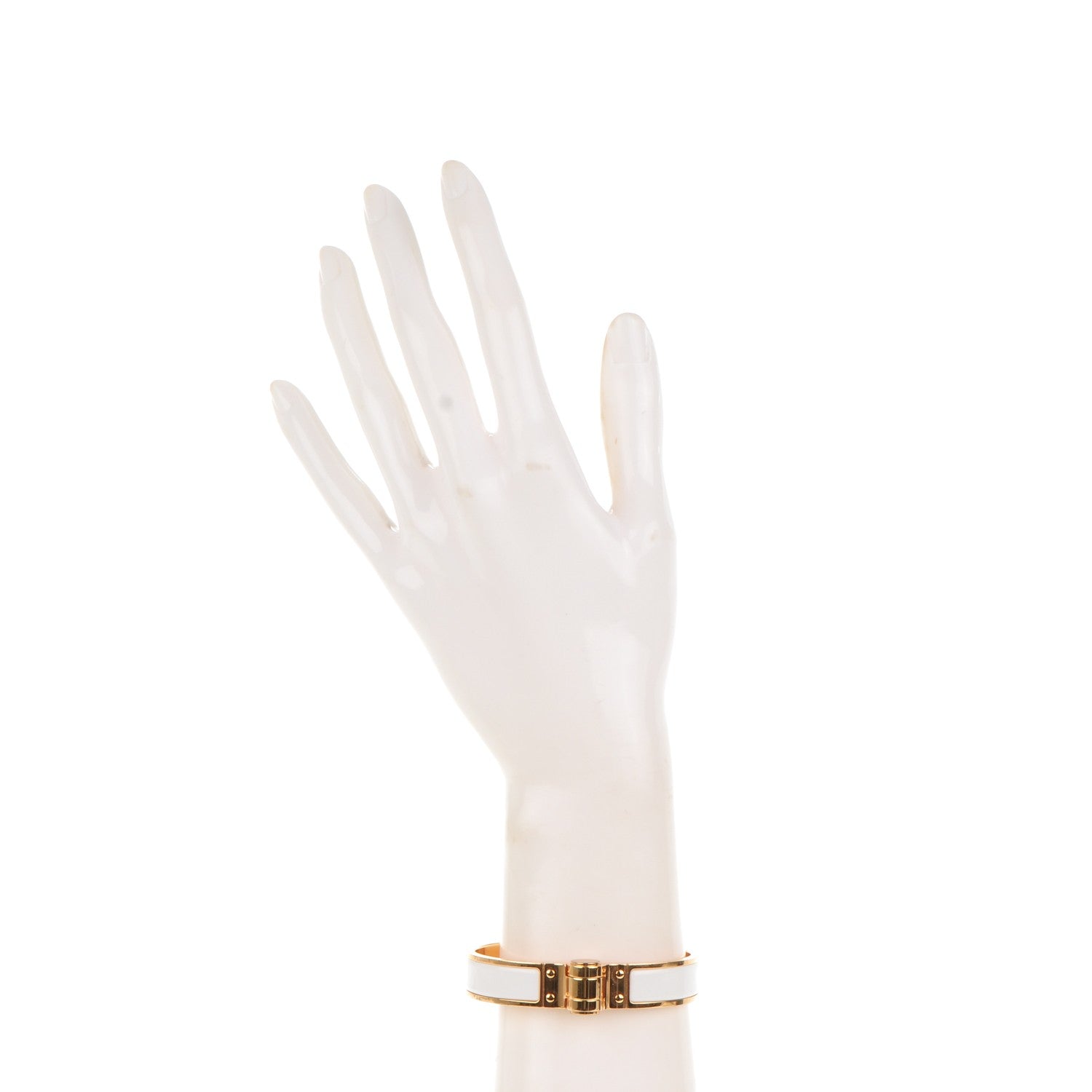 Hermes Enamel Charniere Uni Narrow Hinged Bracelet S White 2 of 4