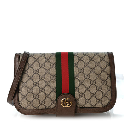 Gucci GG Supreme Monogram Web Ophidia Flap Messenger Bag  Beige New Acero 1 of 12