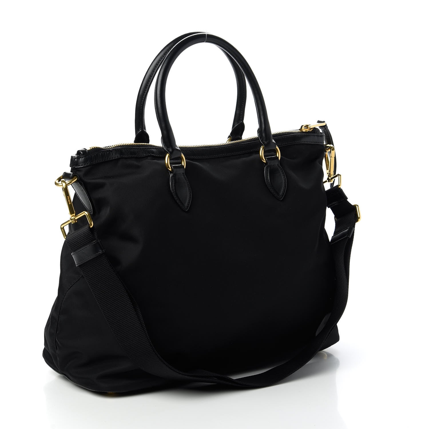 Prada Tessuto Nylon Soft Calf Tote Black 3 of 10