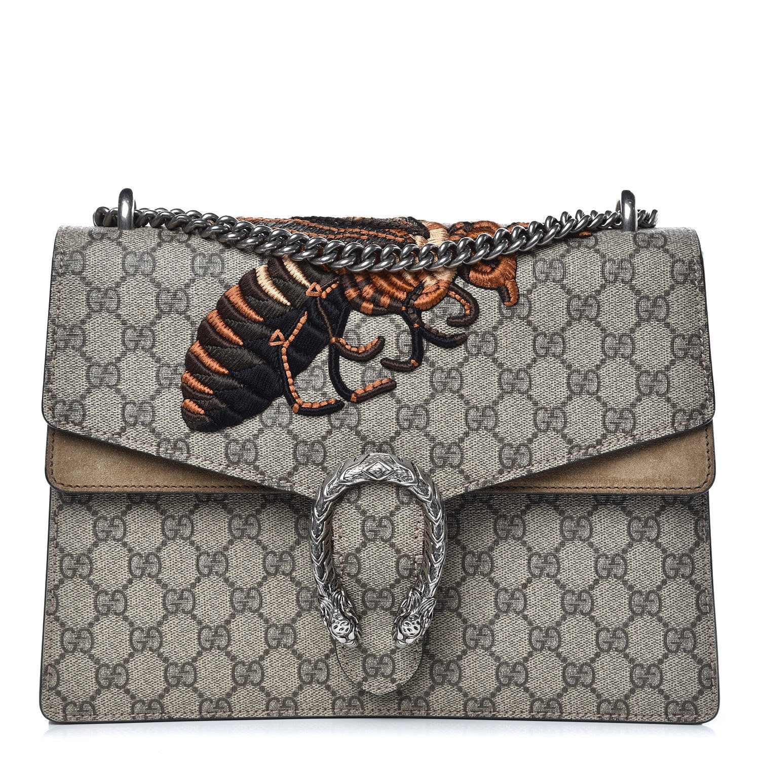 Gucci GG Supreme Monogram Bee Embroidered Medium Dionysus Shoulder Bag Taupe 1 of 13
