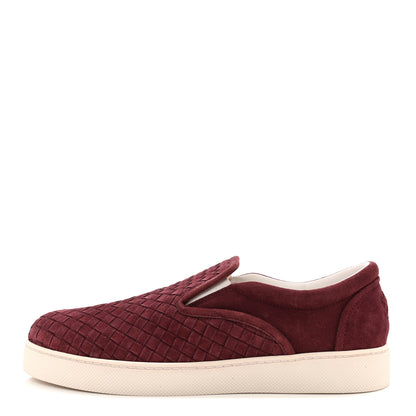 Bottega Veneta Nappa Intrecciato Suede Mens Dodger Slip On Sneakers 42 Burgundy 1 of 9