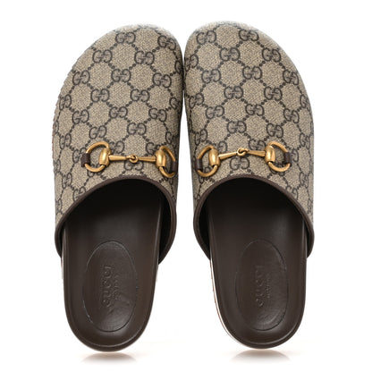 Gucci GG Supreme Monogram Miro Soft Calfskin Womens Horsebit Slippers 37.5 Beige Ebony New Acero 2 of 10