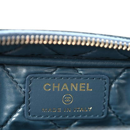 Chanel Caviar Quilted Toiletry Case With Chain Blue 6 of 8