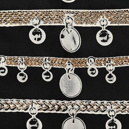 Hermes Silk Embroidered Le Tresor De Medor Scarf 90 Black White Gold 5 of 7
