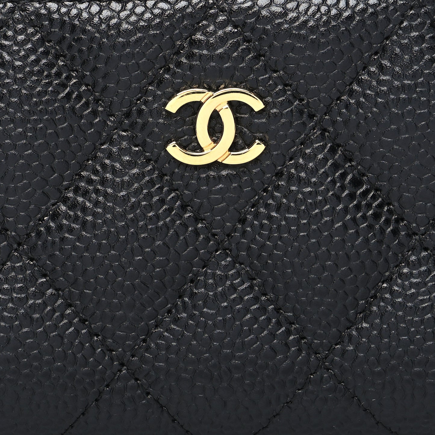 Caviar Quilted Zip Coin Purse Black