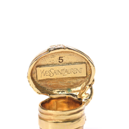 Saint Laurent Glass Cabochon Arty Ovale Ring 5 Gold Lapis 4 of 4