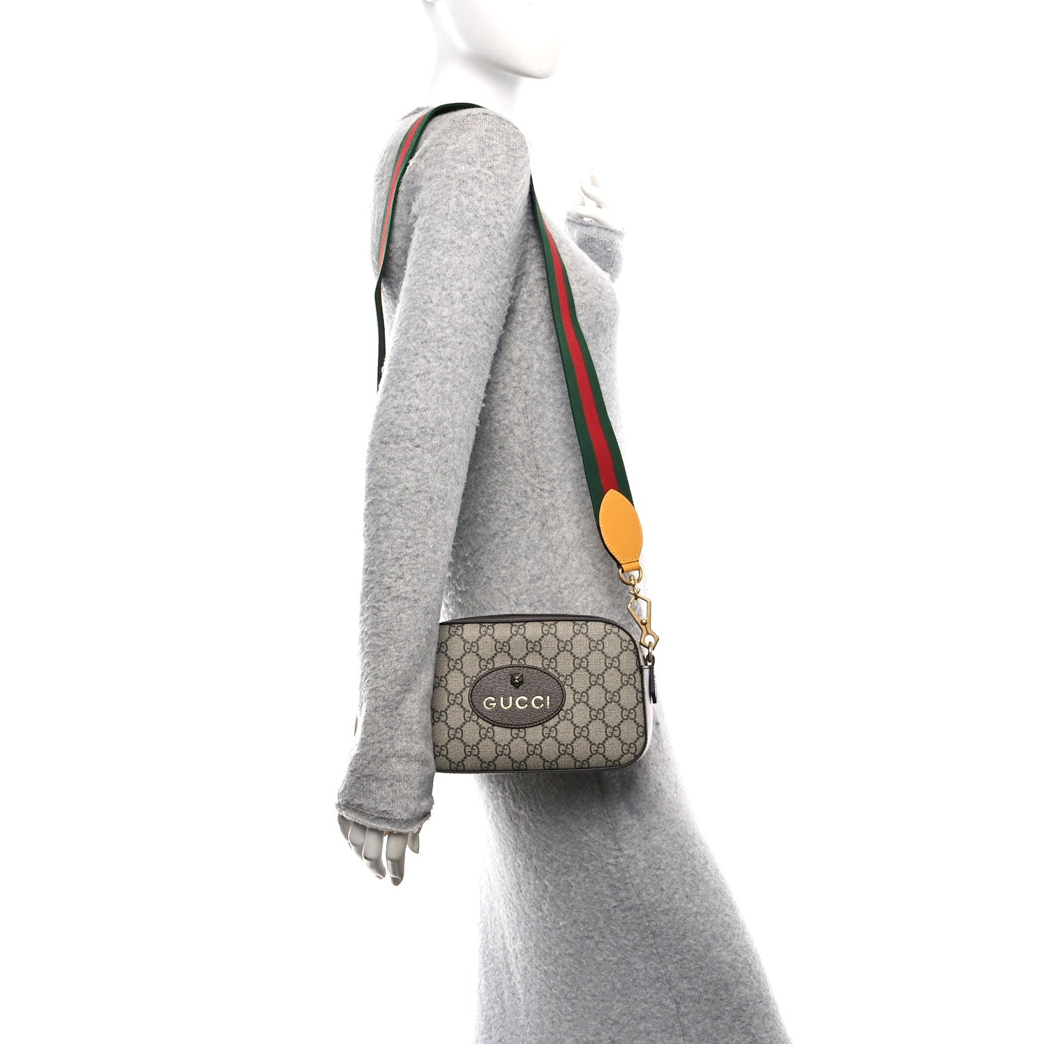 Gucci GG Supreme Monogram Web Neo Vintage Shoulder Bag Beige New Acero Crop 2 of 10