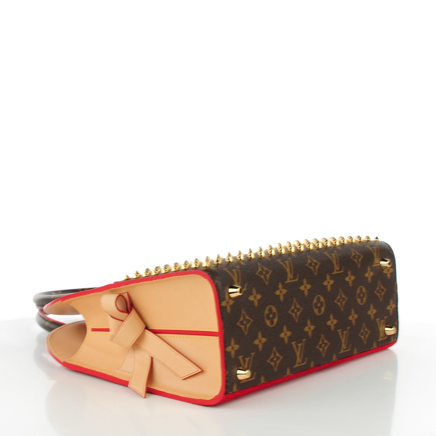 Monogram Calf Hair Spikes Iconoclasts Christian Louboutin Tote Red