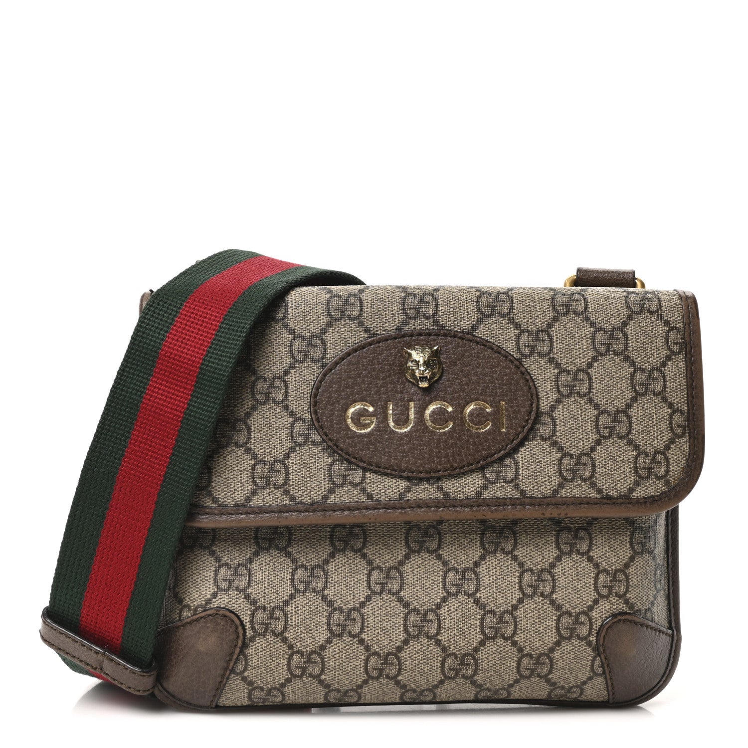 Gucci GG Supreme Monogram Web Small Neo Vintage Double Flap Messenger Bag Beige New Acero 1 of 10