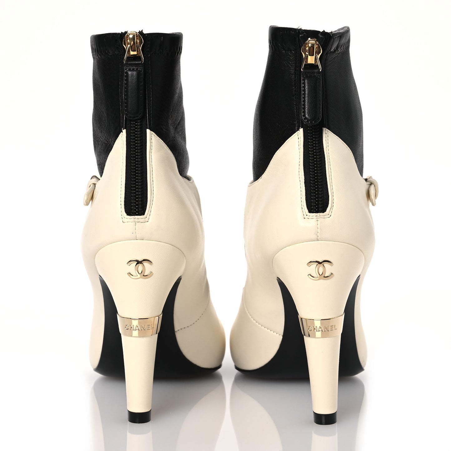 Lambskin Booties 37 Black White