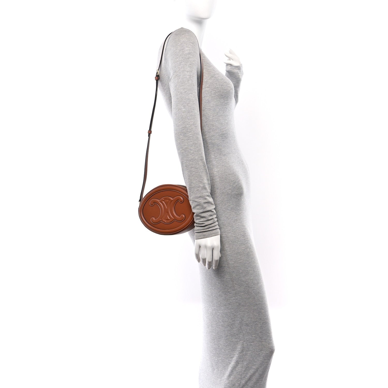 Celine Smooth Calfskin Cuir Triomphe Oval Bag Tan 2 of 9