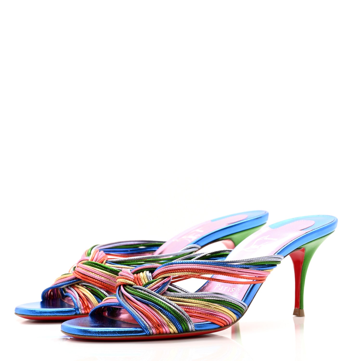 Christian Louboutin Kid Laminato Multitaski 70 Sandals 38 Multi Lin Confettis 3 of 7