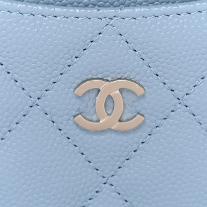 Chanel Caviar Quilted Card Holder Light Blue 9 of 10