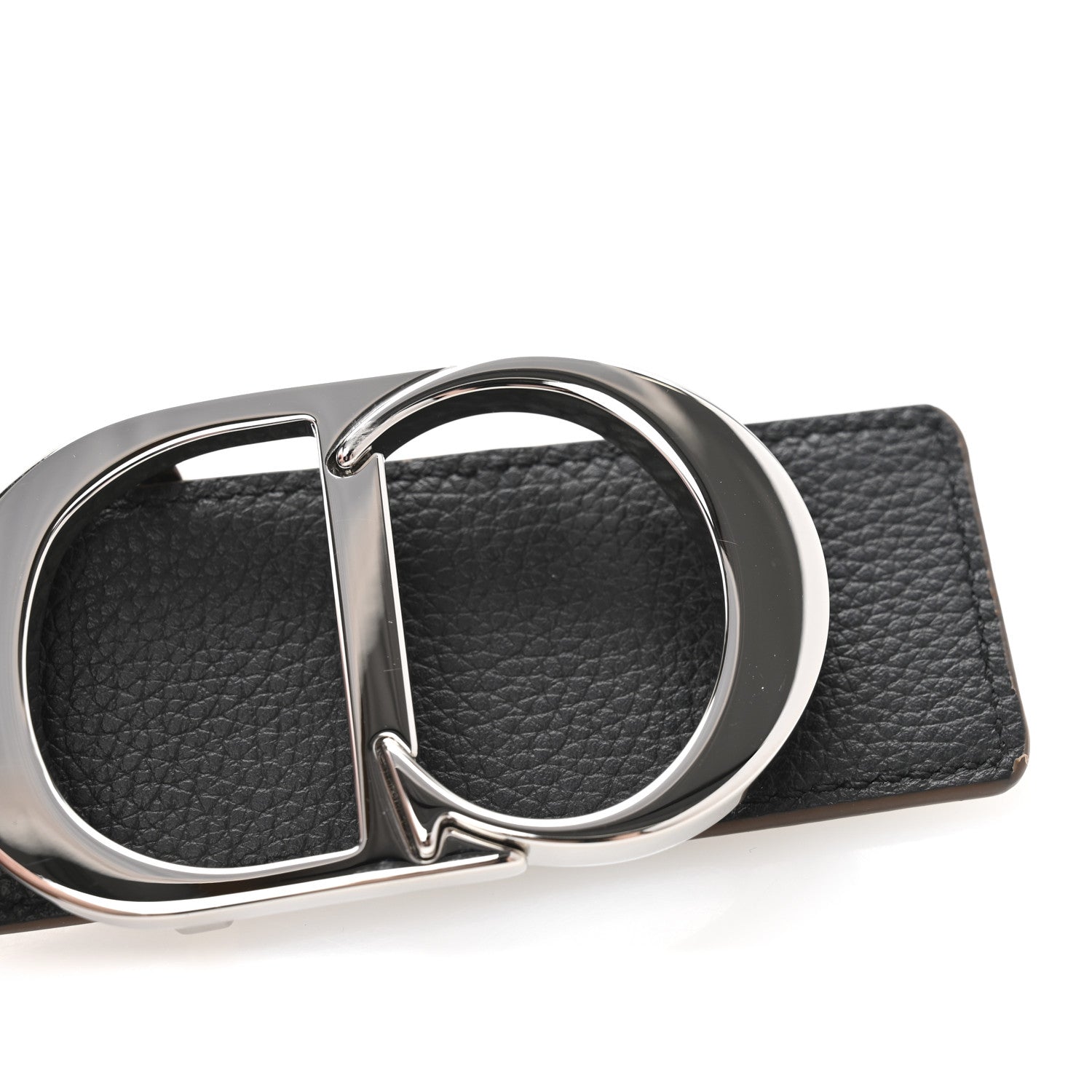 Christian Dior Grained Calfskin CD Belt 90 36 Brown Black 6 of 7