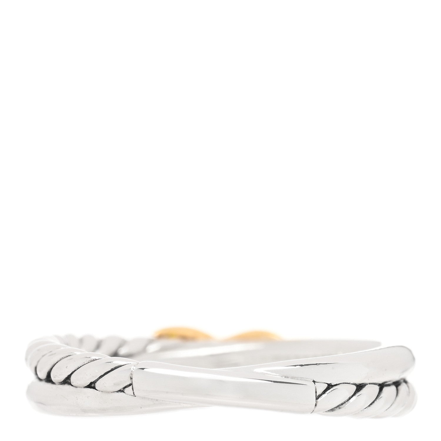David Yurman Sterling Silver 18K Yellow Gold Petite X Crossover Ring 53 6.5 3 of 4