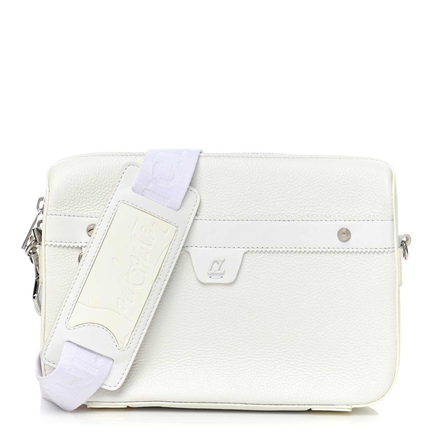 Christian Louboutin Grained Calfskin Rubber Ruisbuddy Messenger Bag White 1 of 11