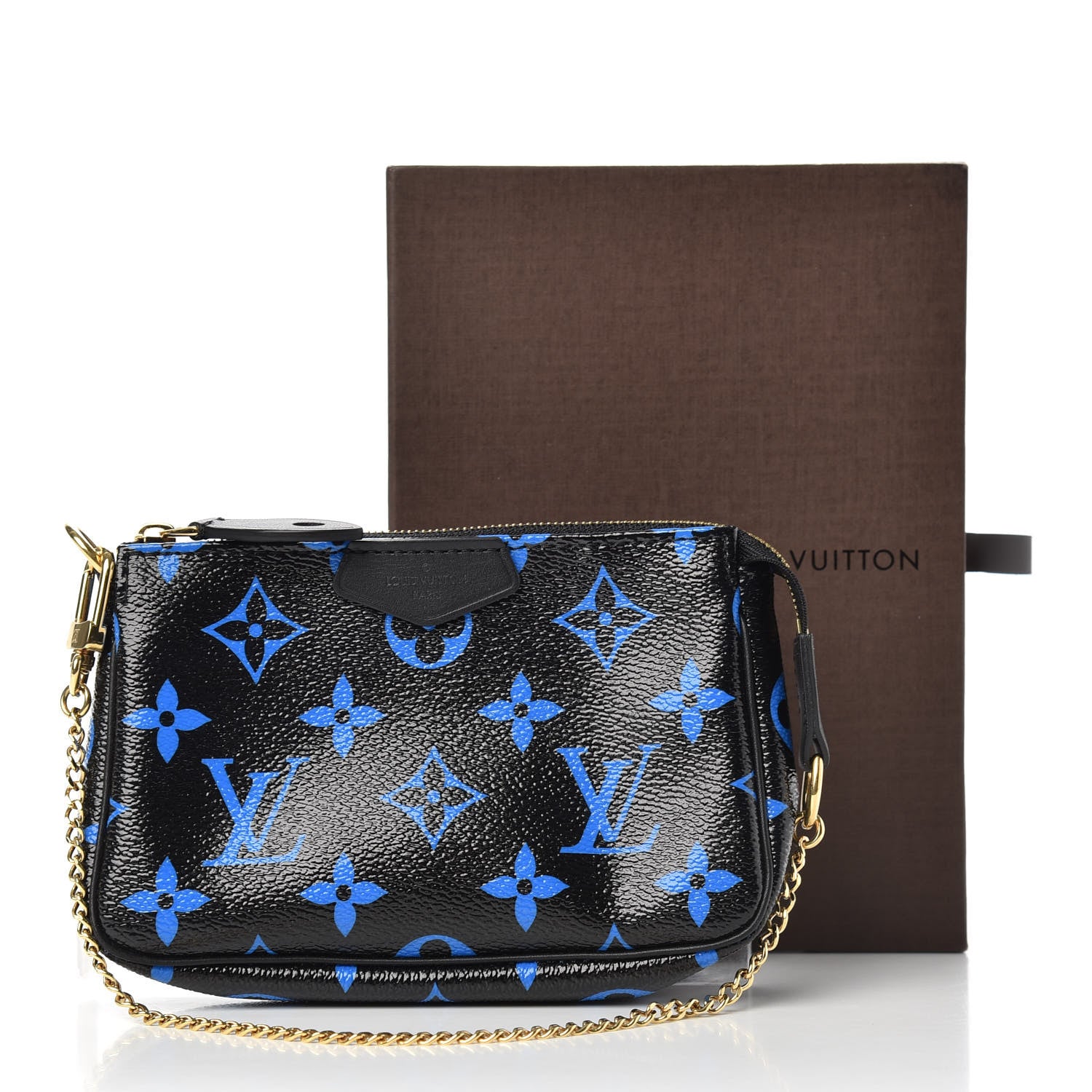 Louis Vuitton Colored Monogram Mini Pochette Accessories Blue Black 7 of 7