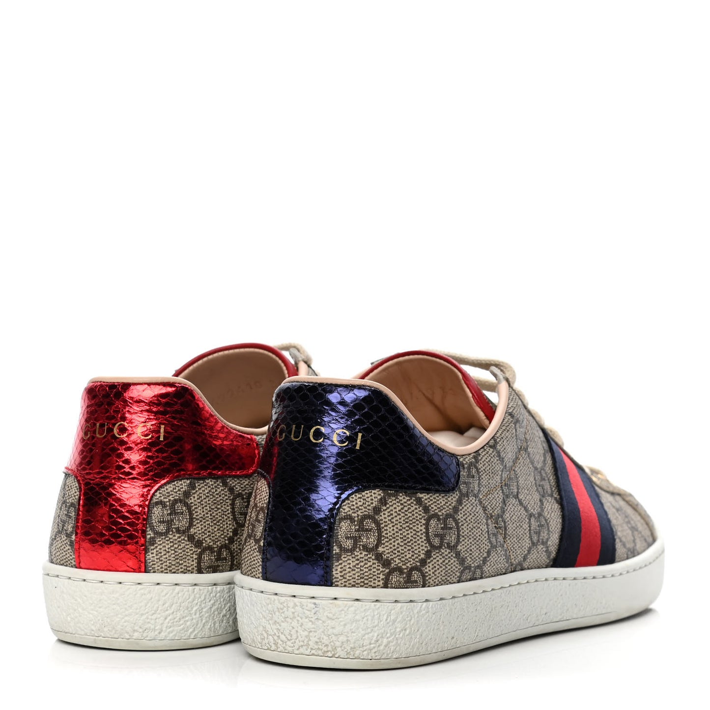 GG Supreme Monogram Womens Ace Low-Top Sneaker 38 Beige