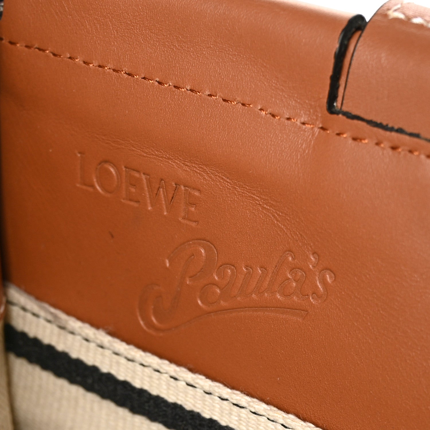 Loewe Canvas Calfskin Print Paulas Ibiza Stripes Cushion Tote Red White 6 of 6