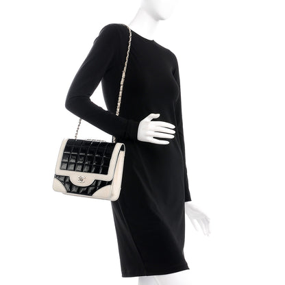 Chanel Patent Square Quilted Flap White Black 2 of 11